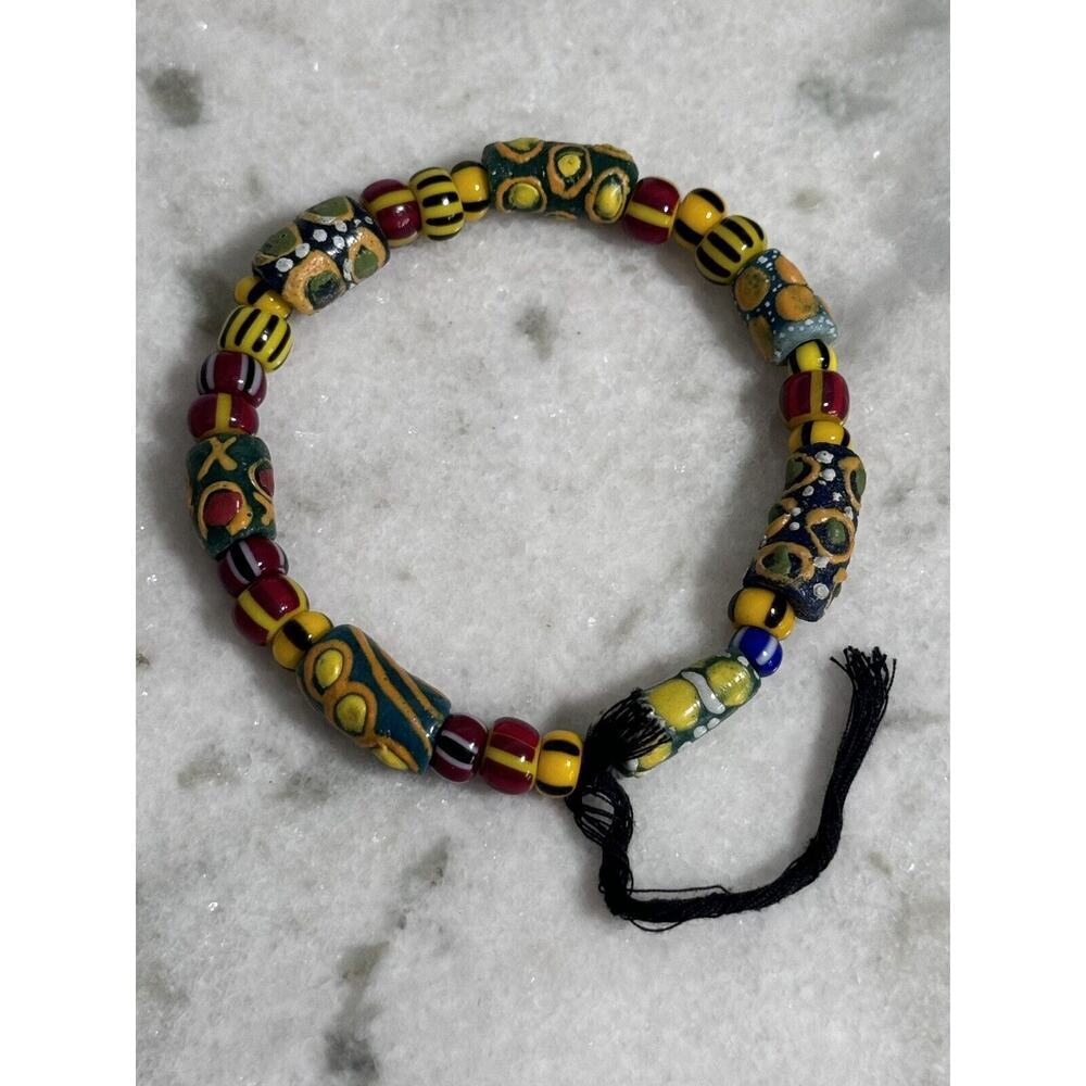 Vintage Colorful African Trade Beads Bracelet 2.5in